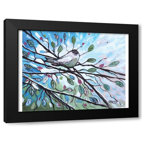 Glimmering Songbird Black Modern Wood Framed Art Print with Double Matting by Tyndall, Elizabeth