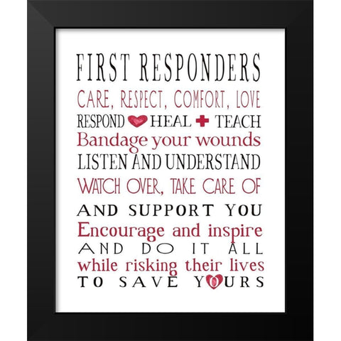 First Responders Black Modern Wood Framed Art Print by Tyndall, Elizabeth