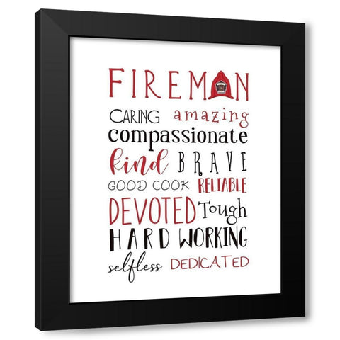 Fireman Black Modern Wood Framed Art Print by Tyndall, Elizabeth