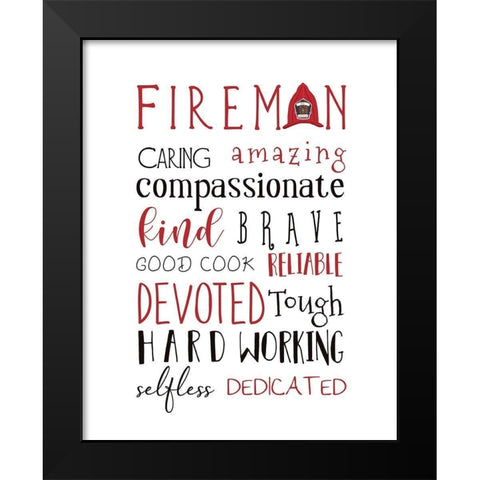 Fireman Black Modern Wood Framed Art Print by Tyndall, Elizabeth
