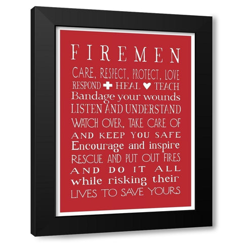 Fireman in Red Black Modern Wood Framed Art Print with Double Matting by Tyndall, Elizabeth