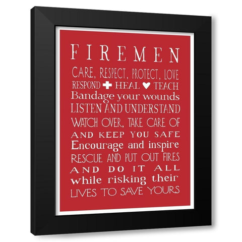 Fireman in Red Black Modern Wood Framed Art Print by Tyndall, Elizabeth