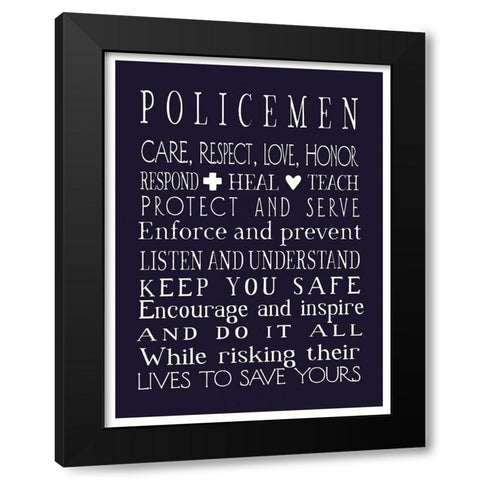 Policeman in Navy Black Modern Wood Framed Art Print with Double Matting by Tyndall, Elizabeth