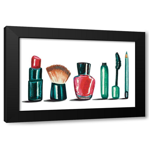 Makeup Collection Black Modern Wood Framed Art Print by Tyndall, Elizabeth