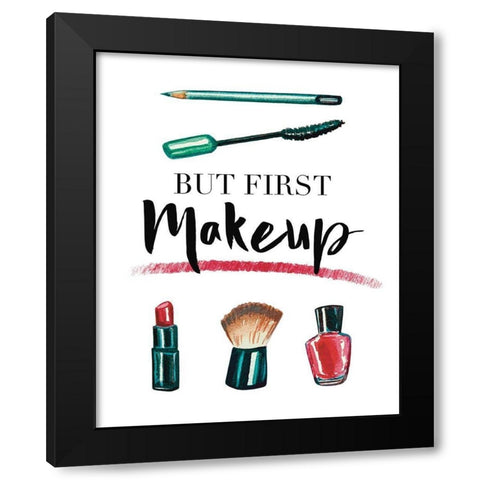 But First Makeup Black Modern Wood Framed Art Print with Double Matting by Tyndall, Elizabeth