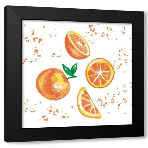 Falling Oranges Black Modern Wood Framed Art Print by Tyndall, Elizabeth