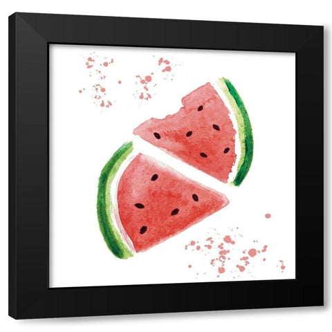 Watermelon Slices Black Modern Wood Framed Art Print by Tyndall, Elizabeth