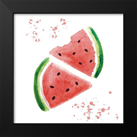 Watermelon Slices Black Modern Wood Framed Art Print by Tyndall, Elizabeth