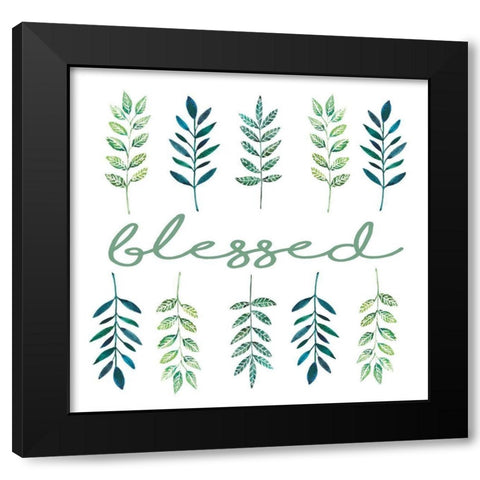 Blessed Leaves Black Modern Wood Framed Art Print with Double Matting by Tyndall, Elizabeth