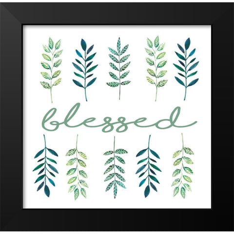 Blessed Leaves Black Modern Wood Framed Art Print by Tyndall, Elizabeth