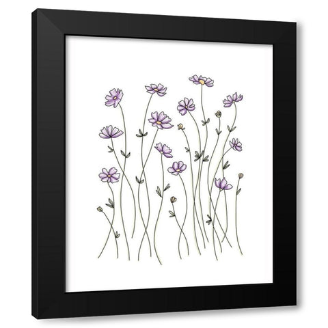 Purple Wildflowers Black Modern Wood Framed Art Print with Double Matting by Tyndall, Elizabeth