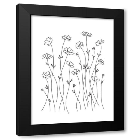 Wildflower Outlines Black Modern Wood Framed Art Print by Tyndall, Elizabeth