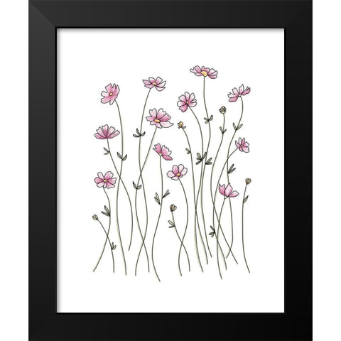 Pink Wildflowers Black Modern Wood Framed Art Print by Tyndall, Elizabeth