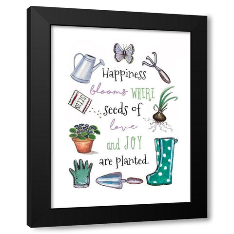 Happiness Grows Black Modern Wood Framed Art Print with Double Matting by Tyndall, Elizabeth