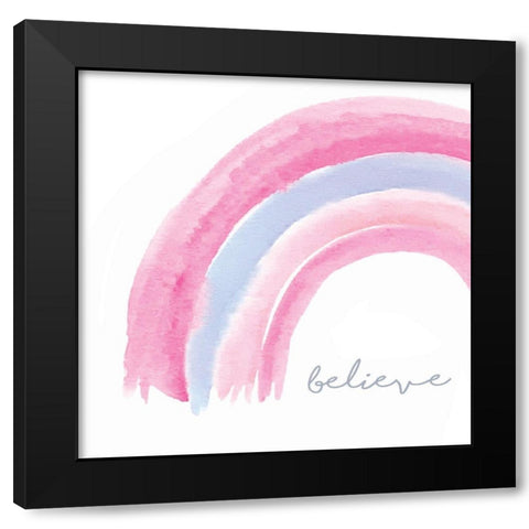 Believe Rainbow Black Modern Wood Framed Art Print with Double Matting by Tyndall, Elizabeth