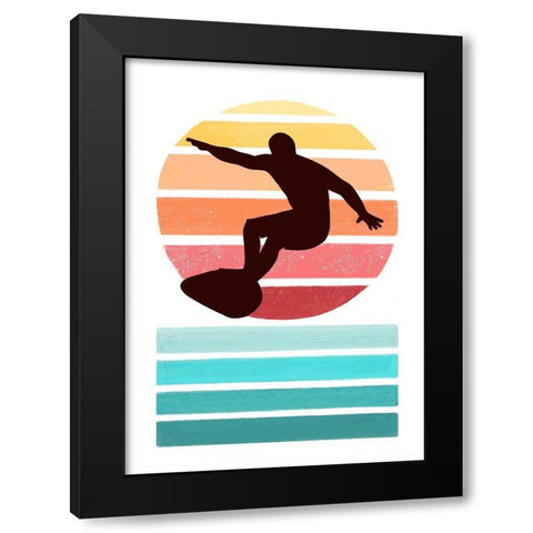 Surfing and Sunset Black Modern Wood Framed Art Print with Double Matting by Tyndall, Elizabeth