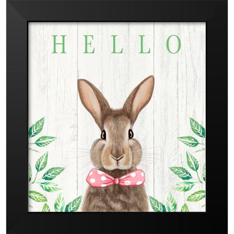 Hello Bunny Black Modern Wood Framed Art Print by Tyndall, Elizabeth