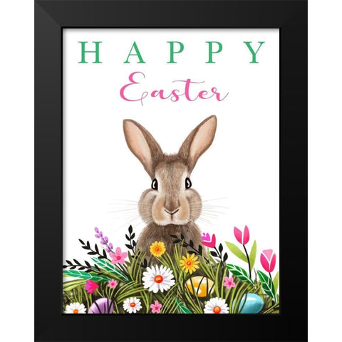 Happy Easter Bunny Black Modern Wood Framed Art Print by Tyndall, Elizabeth