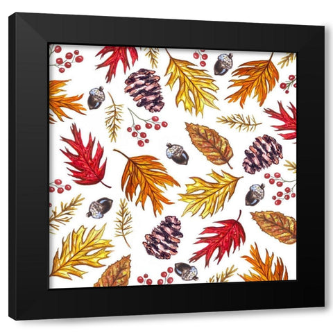 Fall Pattern Black Modern Wood Framed Art Print with Double Matting by Tyndall, Elizabeth