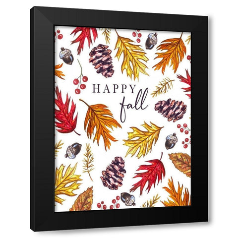 Happy Fall Black Modern Wood Framed Art Print with Double Matting by Tyndall, Elizabeth