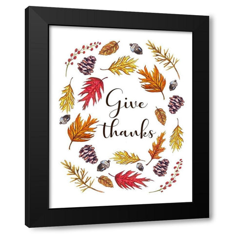 Give Thanks Black Modern Wood Framed Art Print by Tyndall, Elizabeth