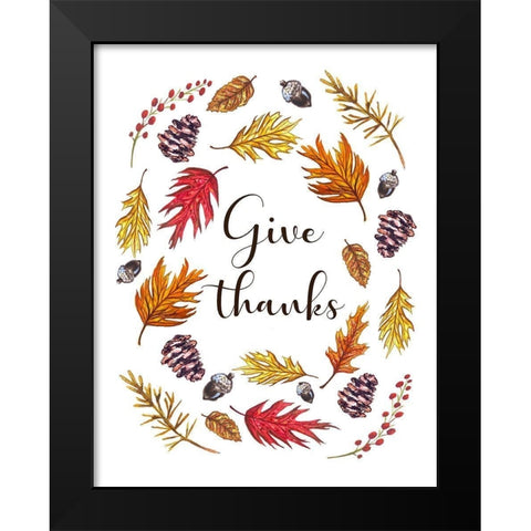 Give Thanks Black Modern Wood Framed Art Print by Tyndall, Elizabeth