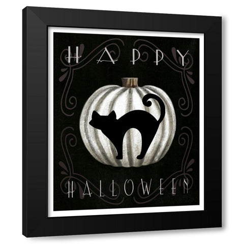 Happy Halloween Black Modern Wood Framed Art Print with Double Matting by Tyndall, Elizabeth