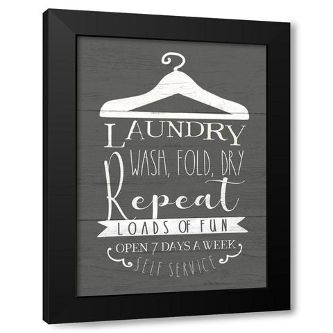 Laundry Sign Black Modern Wood Framed Art Print with Double Matting by Tyndall, Elizabeth