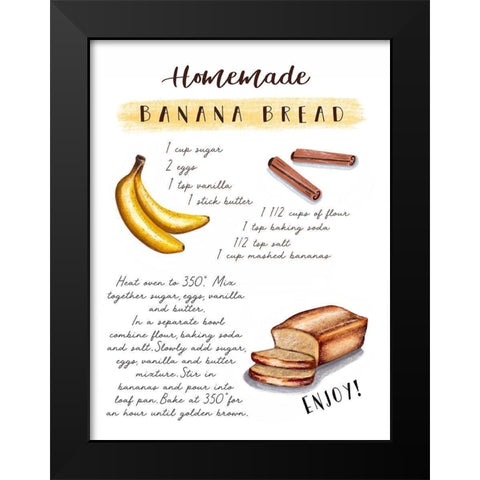 Banana Bread Recipe Black Modern Wood Framed Art Print by Tyndall, Elizabeth