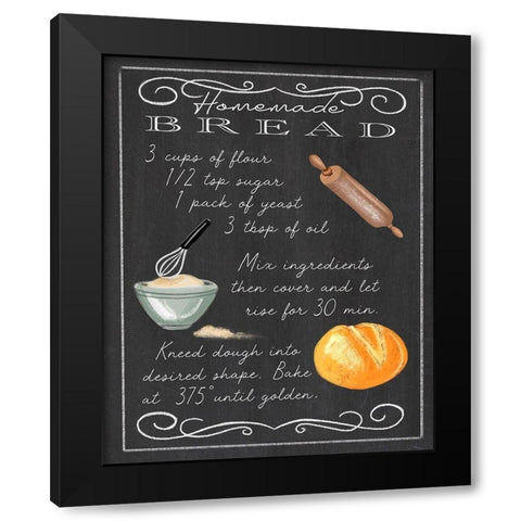 Homemade Bread Recipe Black Modern Wood Framed Art Print by Tyndall, Elizabeth