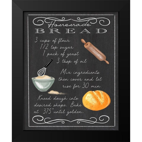 Homemade Bread Recipe Black Modern Wood Framed Art Print by Tyndall, Elizabeth