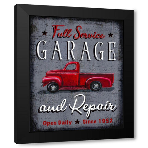 Full Service Garage Black Modern Wood Framed Art Print with Double Matting by Tyndall, Elizabeth