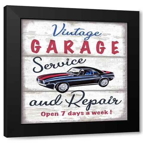 Vintage Garage Black Modern Wood Framed Art Print by Tyndall, Elizabeth