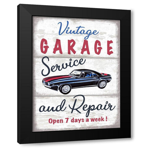 Vintage Garage Black Modern Wood Framed Art Print with Double Matting by Tyndall, Elizabeth