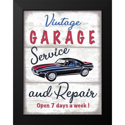 Vintage Garage Black Modern Wood Framed Art Print by Tyndall, Elizabeth