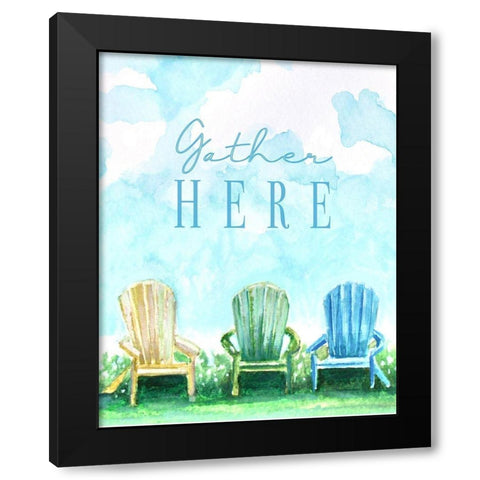 Gather Here Black Modern Wood Framed Art Print by Tyndall, Elizabeth