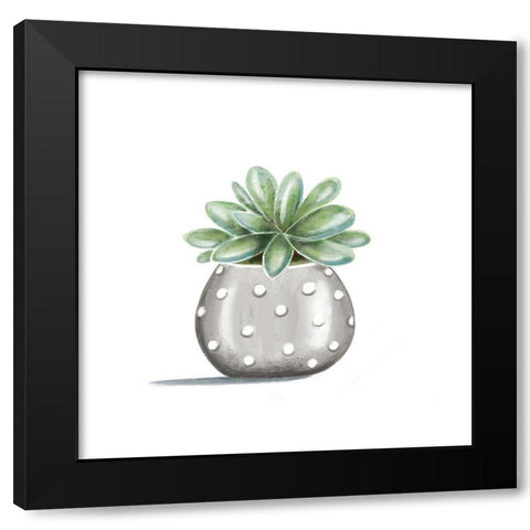 Polka Dot Succulent Black Modern Wood Framed Art Print by Tyndall, Elizabeth