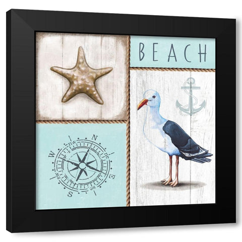 Nautical Beach Black Modern Wood Framed Art Print by Tyndall, Elizabeth