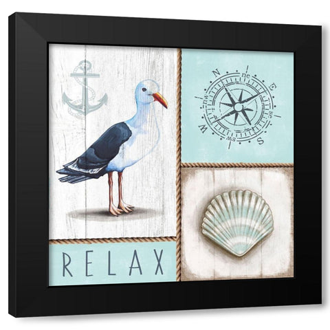 Nautical Relax Black Modern Wood Framed Art Print with Double Matting by Tyndall, Elizabeth