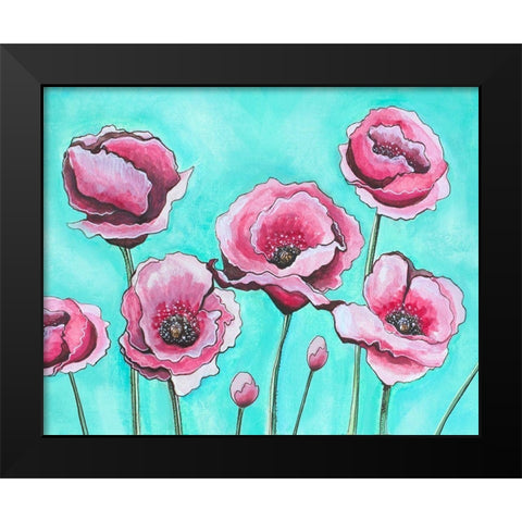 Pink Poppies I Black Modern Wood Framed Art Print by Tyndall, Elizabeth