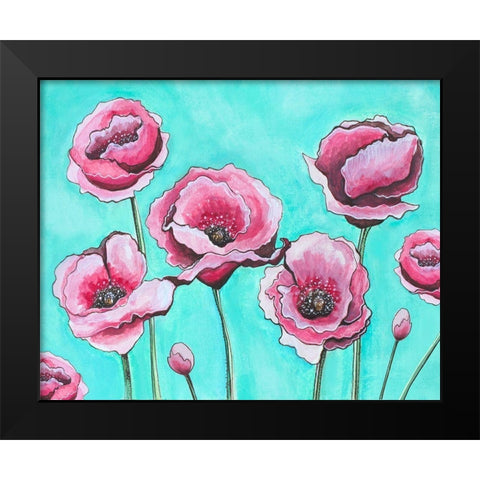Pink Poppies II Black Modern Wood Framed Art Print by Tyndall, Elizabeth