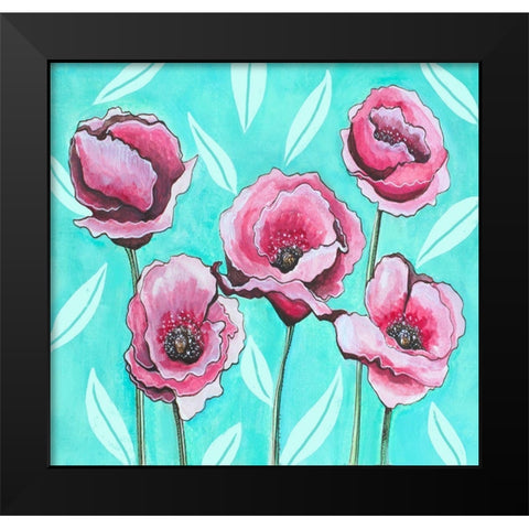 Pink Poppies III Black Modern Wood Framed Art Print by Tyndall, Elizabeth