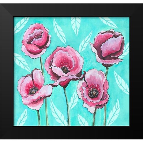 Pink Poppies IV Black Modern Wood Framed Art Print by Tyndall, Elizabeth