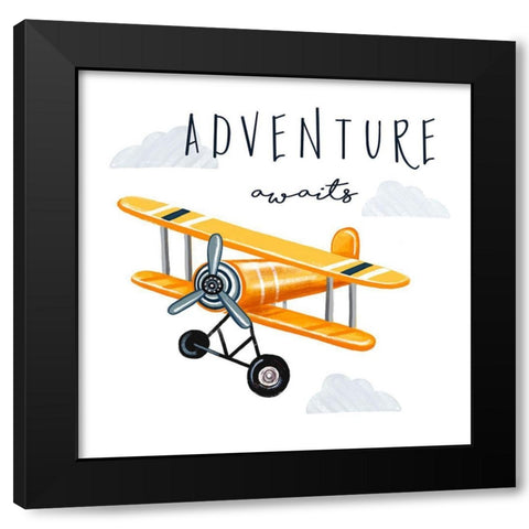 Adventure Awaits Black Modern Wood Framed Art Print with Double Matting by Tyndall, Elizabeth