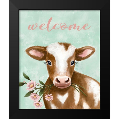 Welcome Cow Black Modern Wood Framed Art Print by Tyndall, Elizabeth