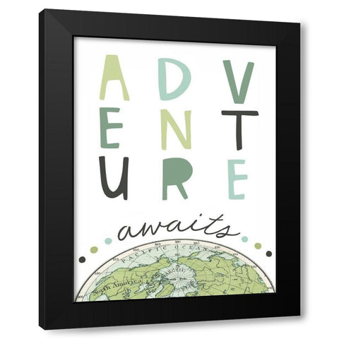 Adventure Awaits Black Modern Wood Framed Art Print by Tyndall, Elizabeth