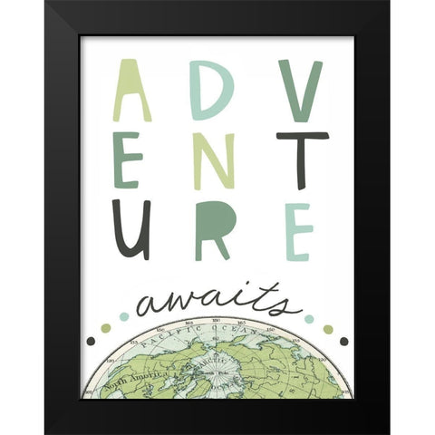 Adventure Awaits Black Modern Wood Framed Art Print by Tyndall, Elizabeth