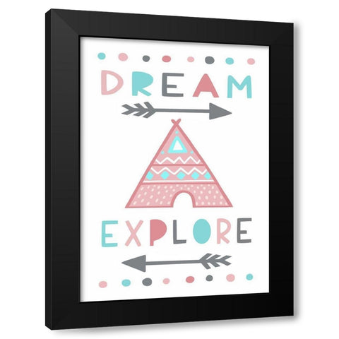 Dream, Explore Black Modern Wood Framed Art Print by Tyndall, Elizabeth