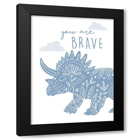 You Are Brave Dino Black Modern Wood Framed Art Print with Double Matting by Tyndall, Elizabeth