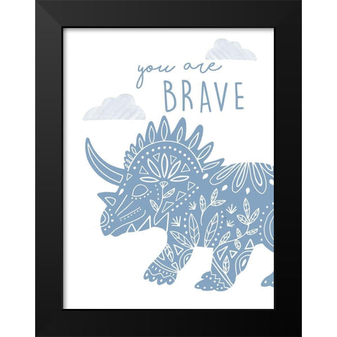 You Are Brave Dino Black Modern Wood Framed Art Print by Tyndall, Elizabeth